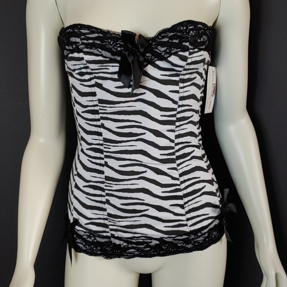 NWT Torrid 1X Zebra Ruffle Lace Bustier Corset Top
